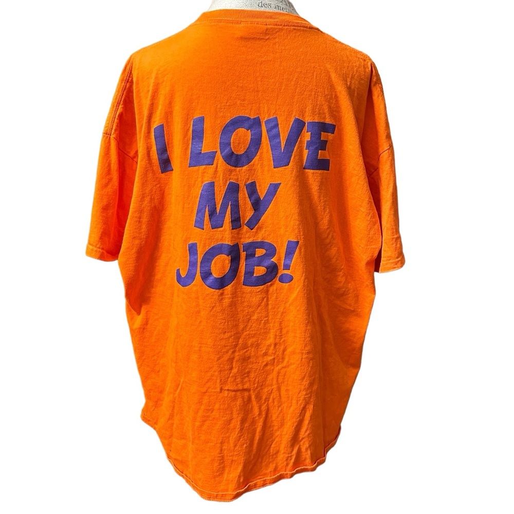 Vintage I Love My Job Orange Tee Size 2XL 100% Cotton Made In Honduras